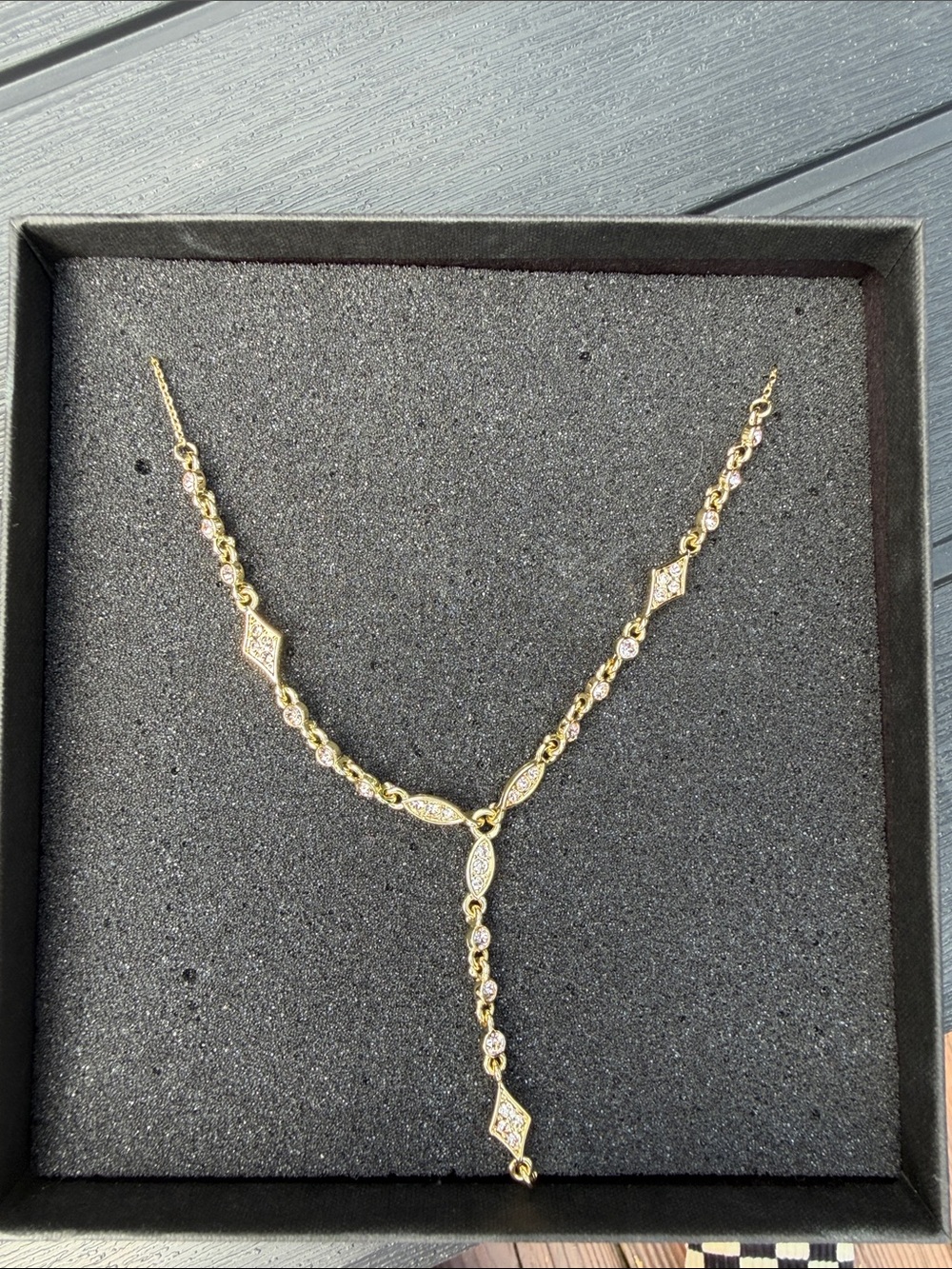 Jewelmint Gold Crystal Y-Drop Body Chain